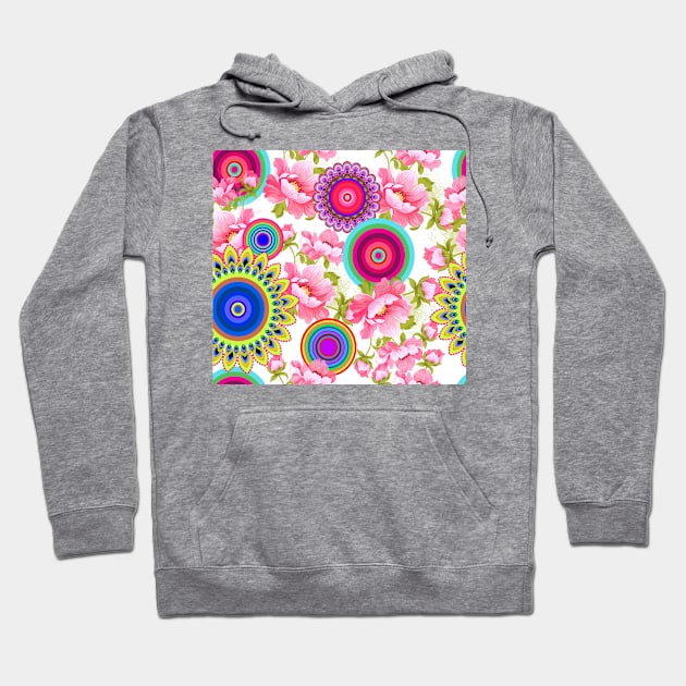 Floral pattern with colorful geometric motifs Hoodie by ilhnklv